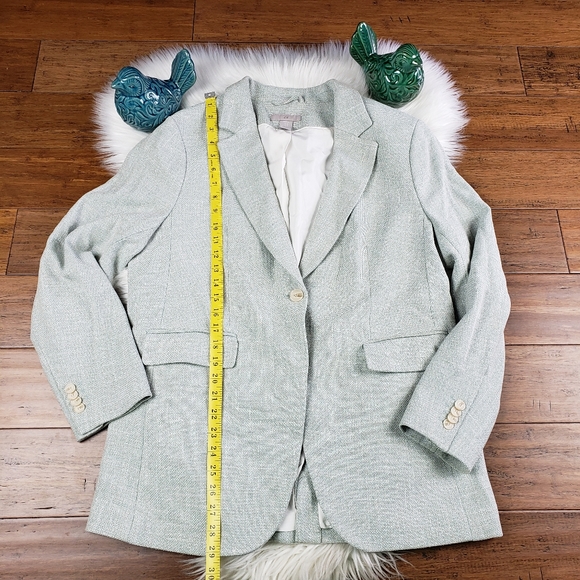 EUC✨ H&M women's large light green blue spring tweed blazer - Picture 6 of 12